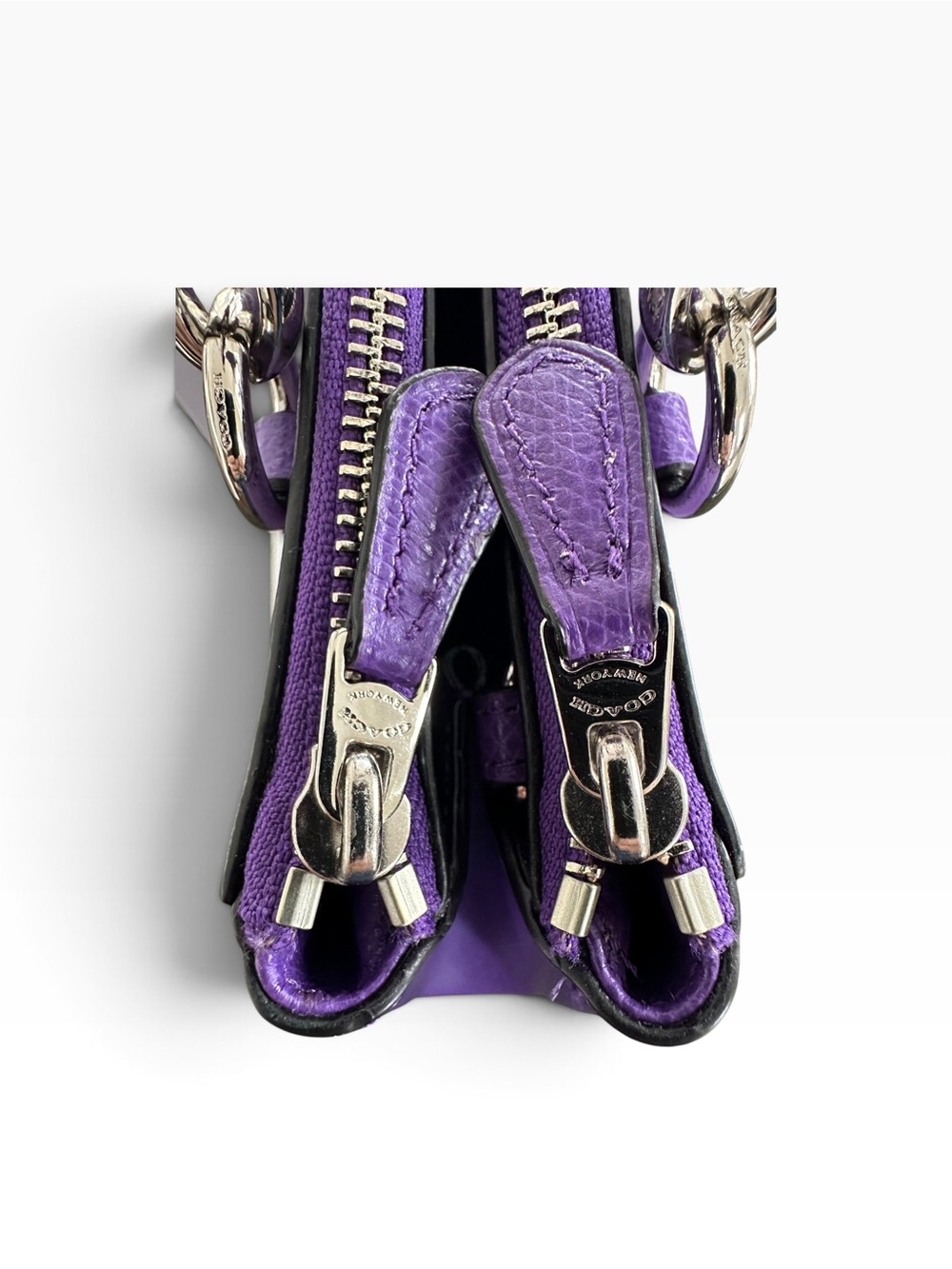 Coach Purple Crossgrain Leather Small Christie Carryall Satchel Bag. F36637 - Picture 5 of 16